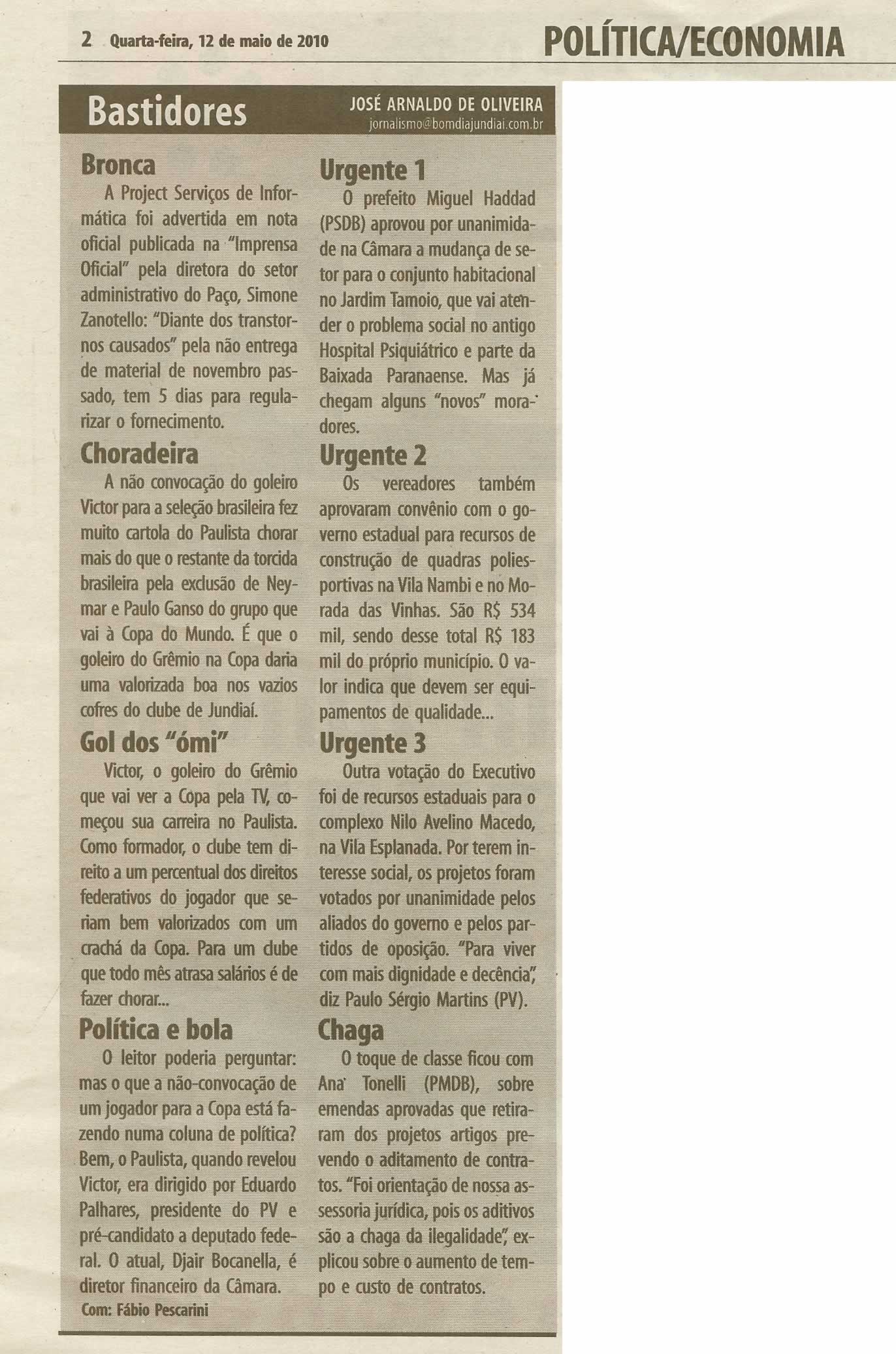 Bom Dia Jundiaí - 12/05/2010