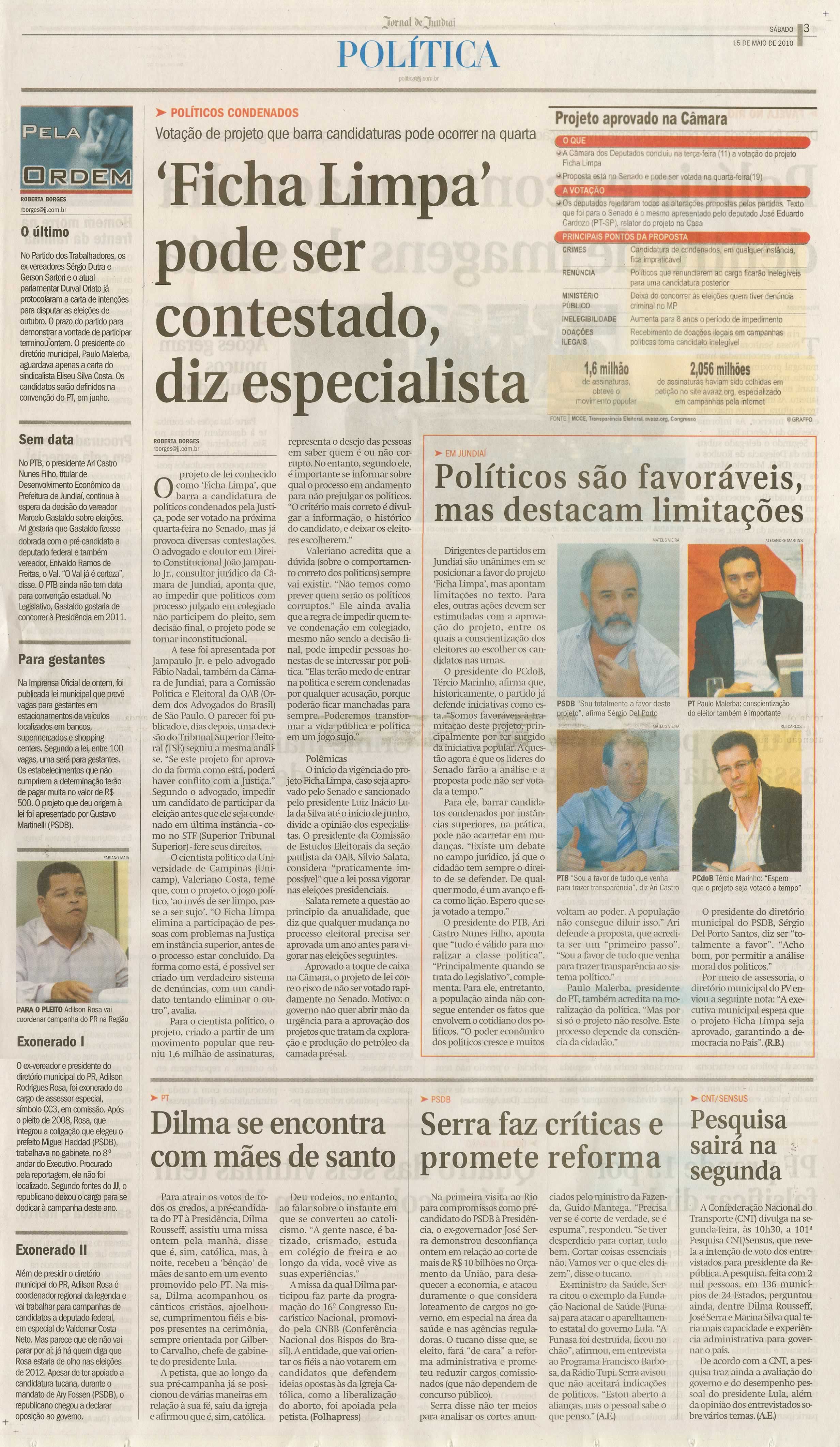 Jornal de Jundiaí - 15/05/2010