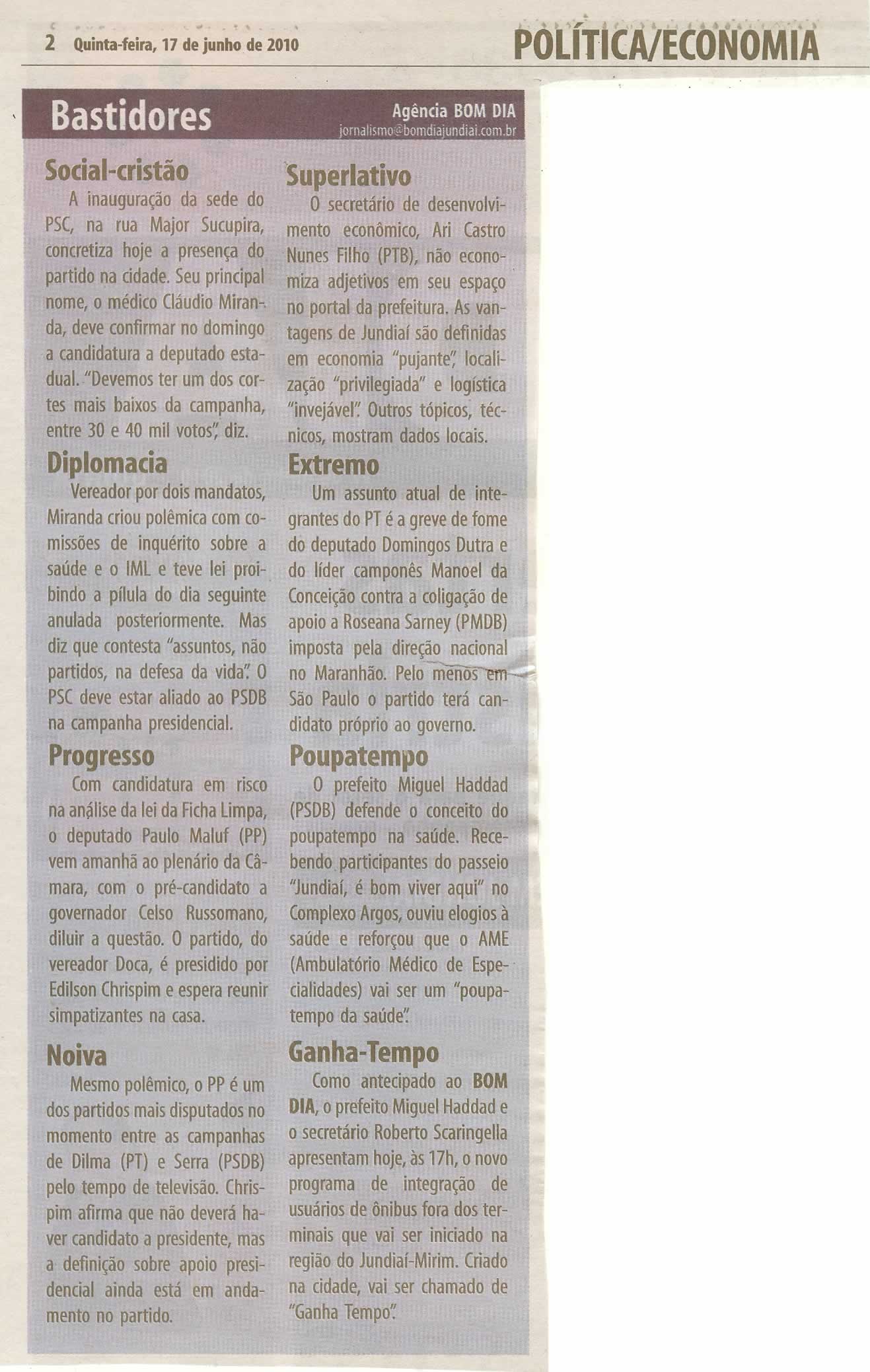 Bom Dia Jundiaí - 17/06/2010