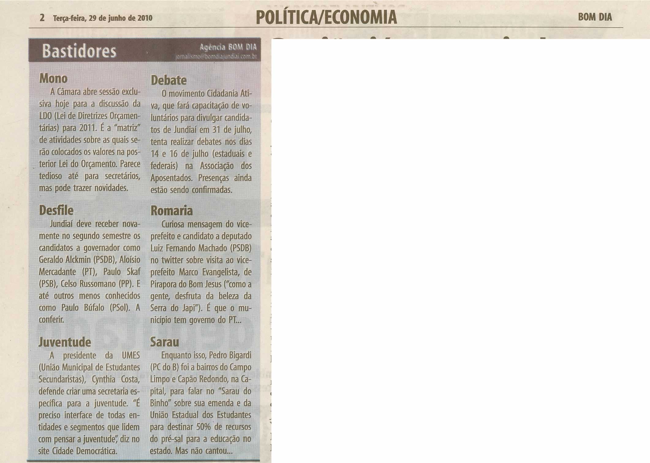 Bom Dia Jundiaí - 29/06/2010