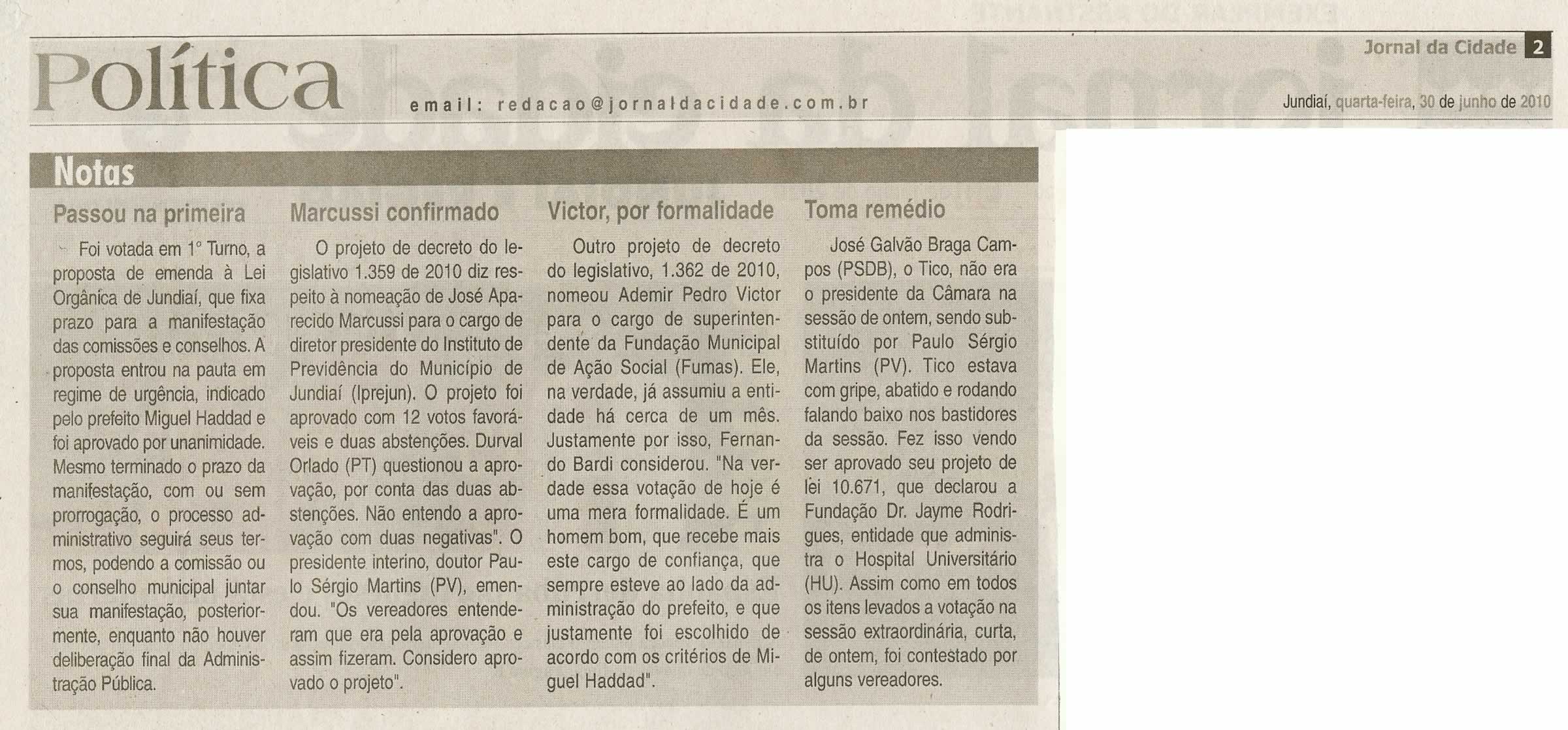 Jornal da Cidade - 30/06/2010