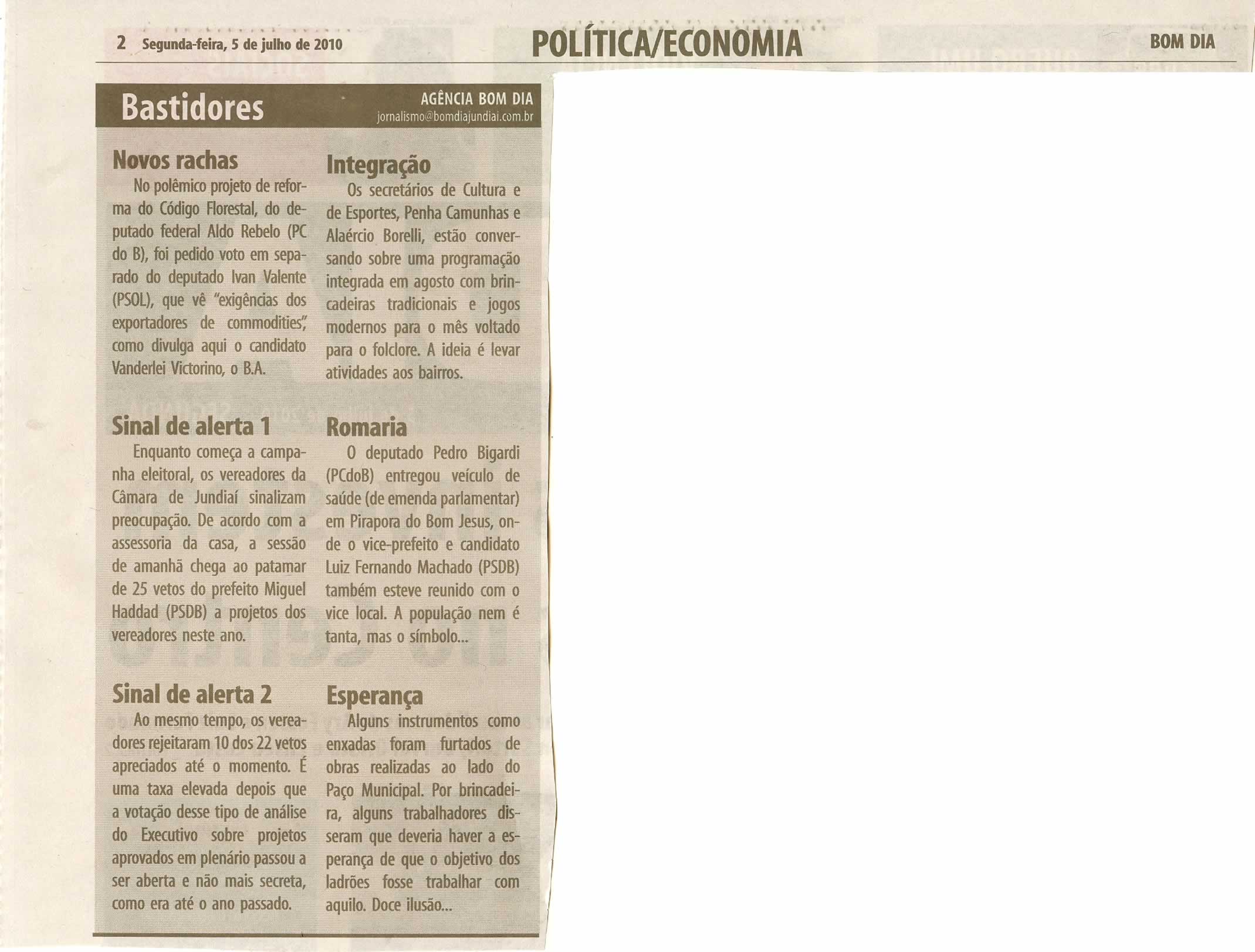 Bom Dia Jundiaí - 05/07/2010