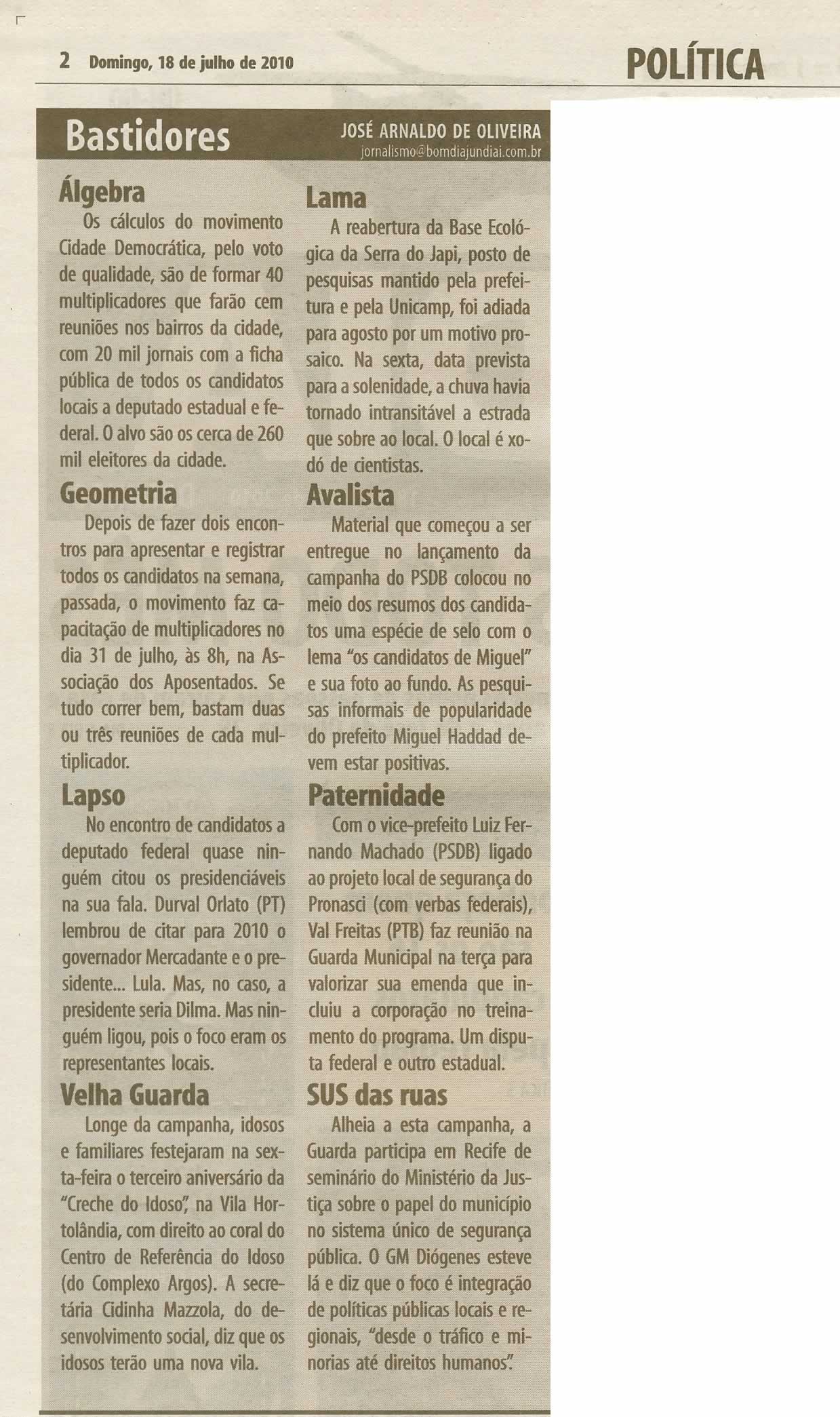 Bom Dia Jundiaí - 18/07/2010