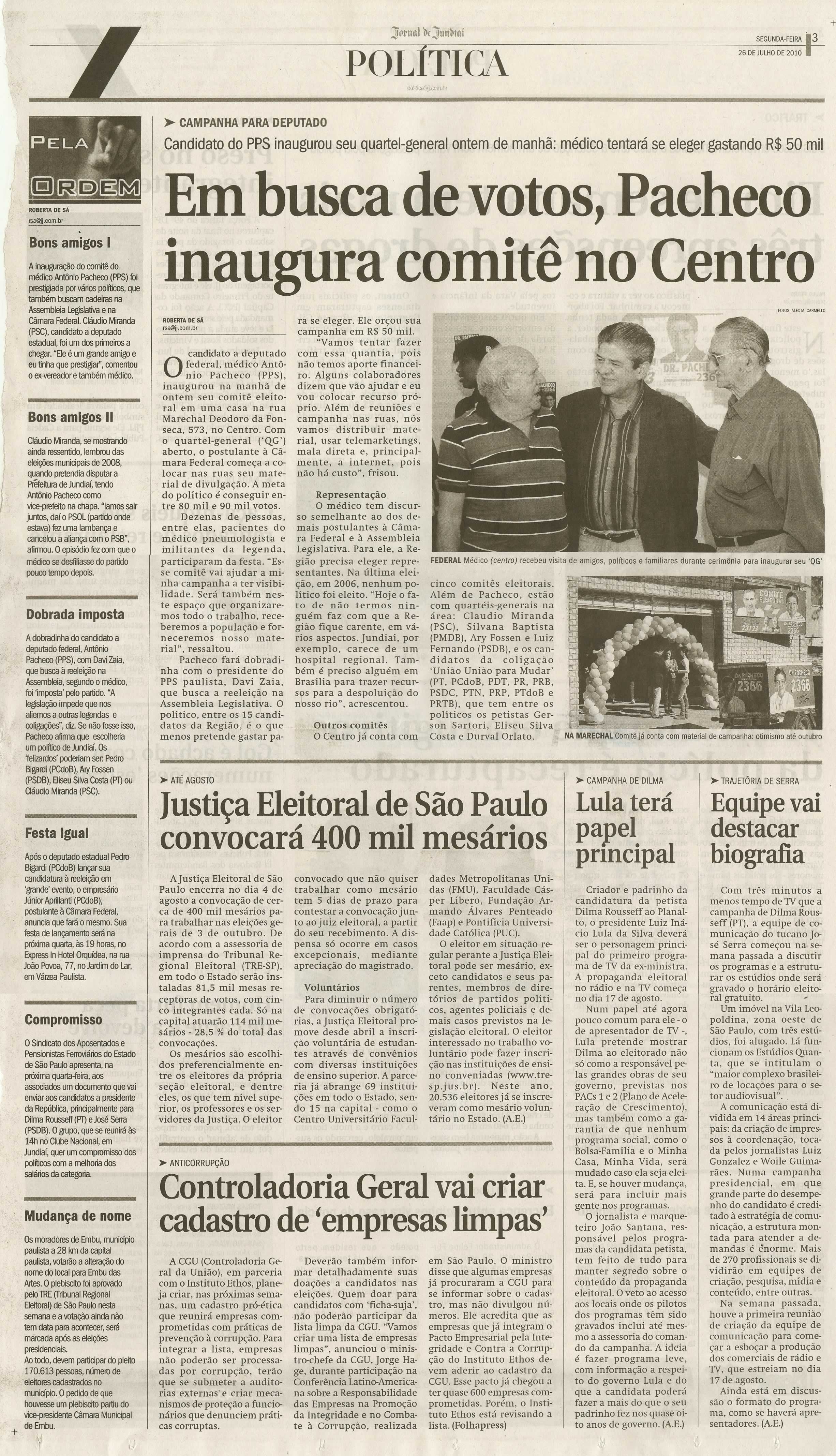 Jornal de Jundiaí - 26/07/2010