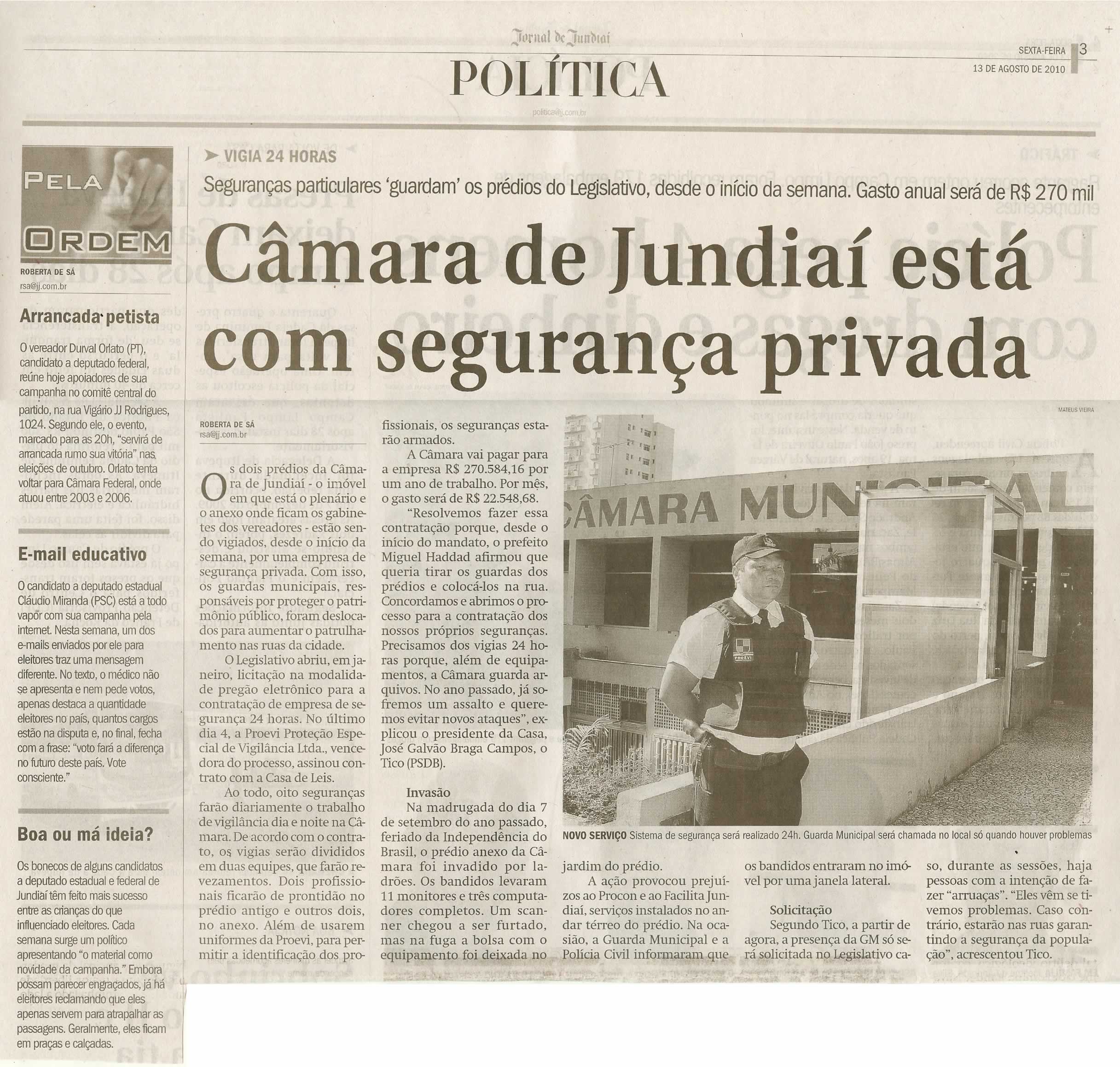 Jornal de Jundiaí - 13/08/2010