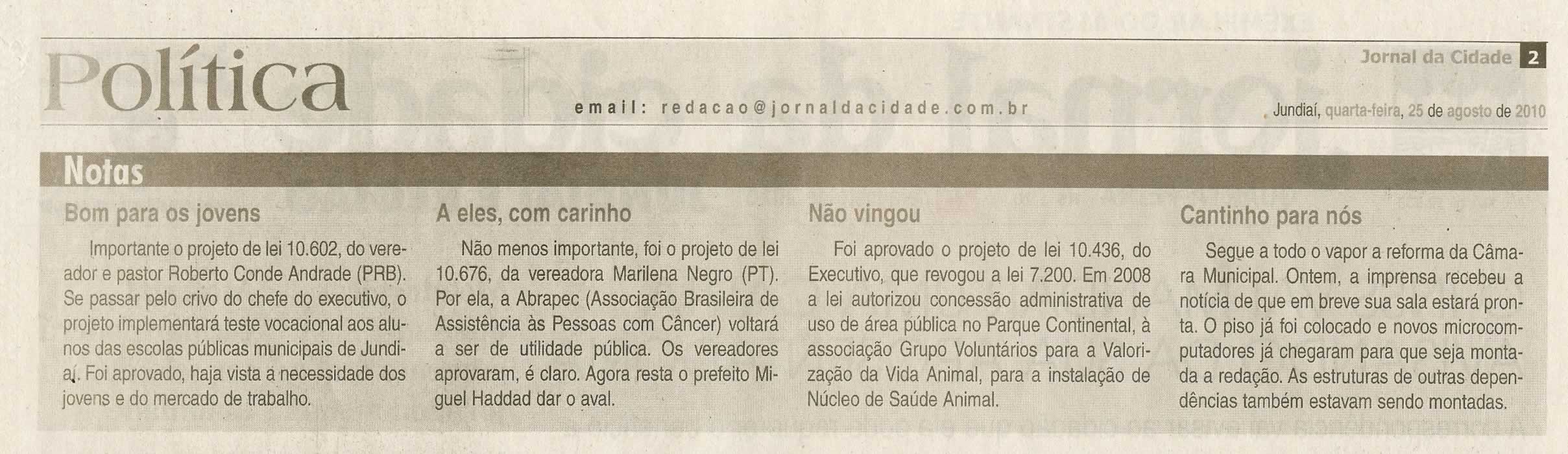 Jornal da Cidade - 25/08/2010