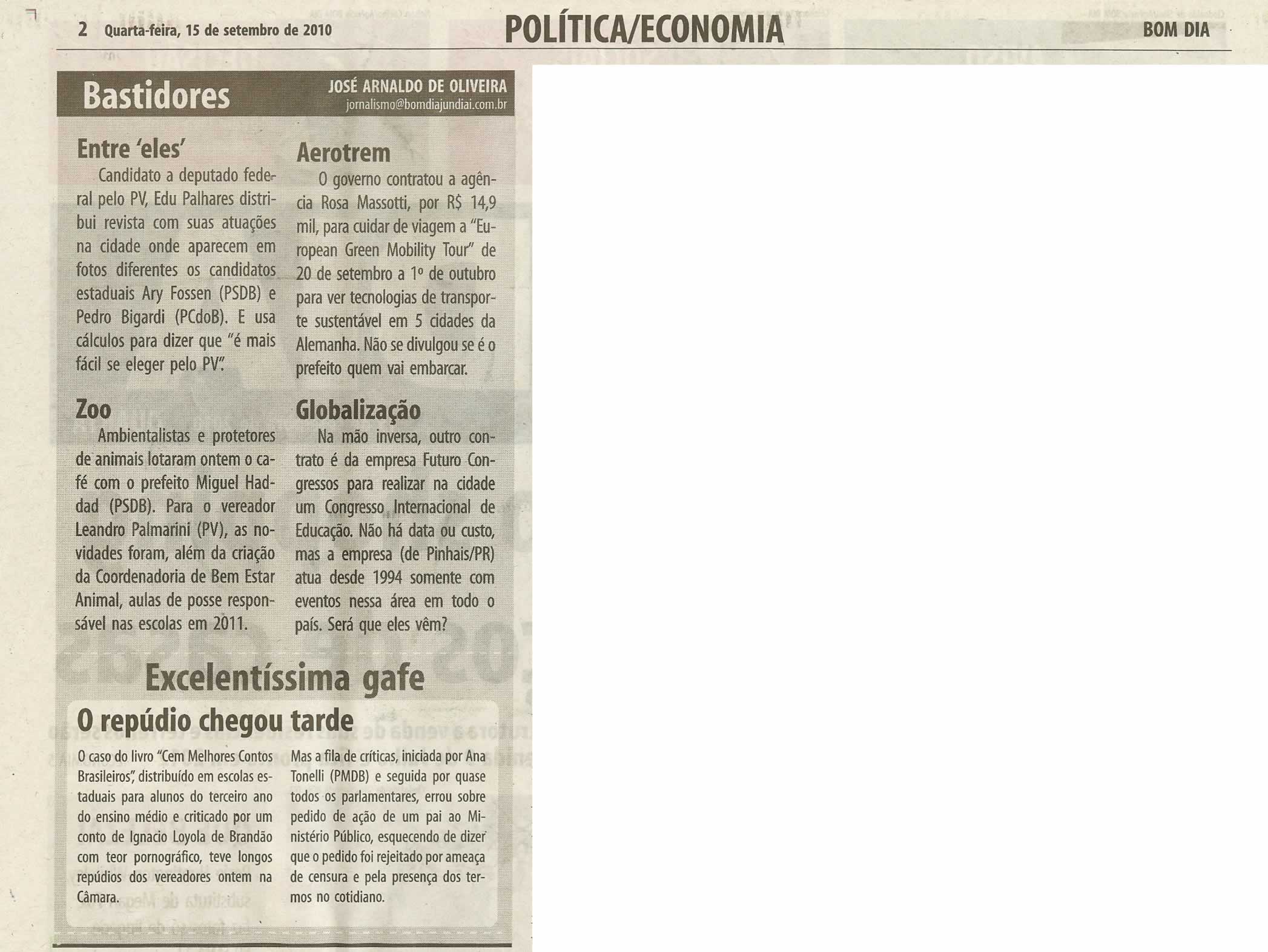 Bom Dia Jundiaí - 15/09/2010