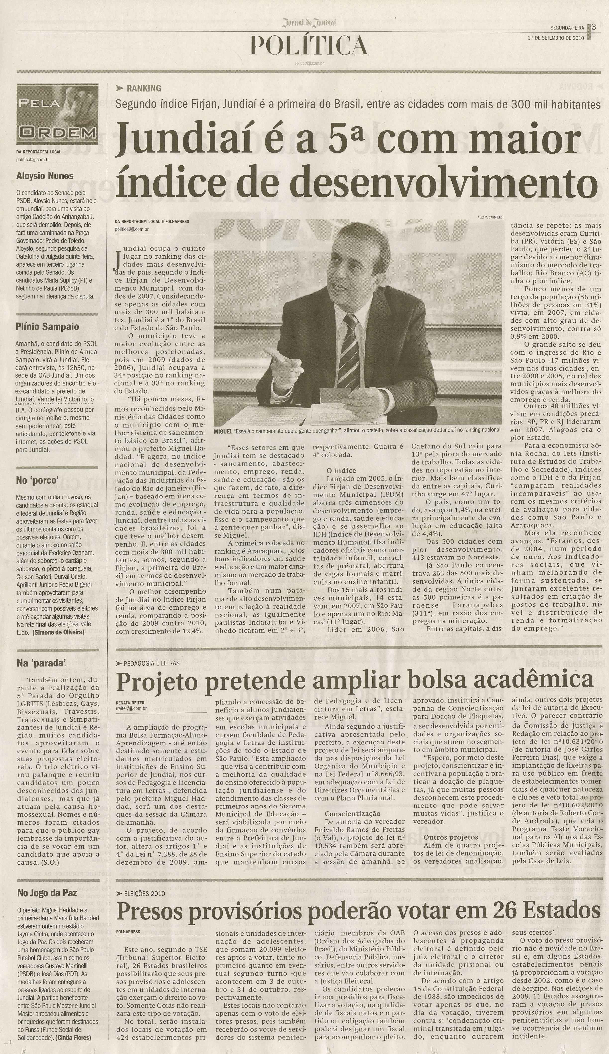 Jornal de Jundiaí - 27/09/2010