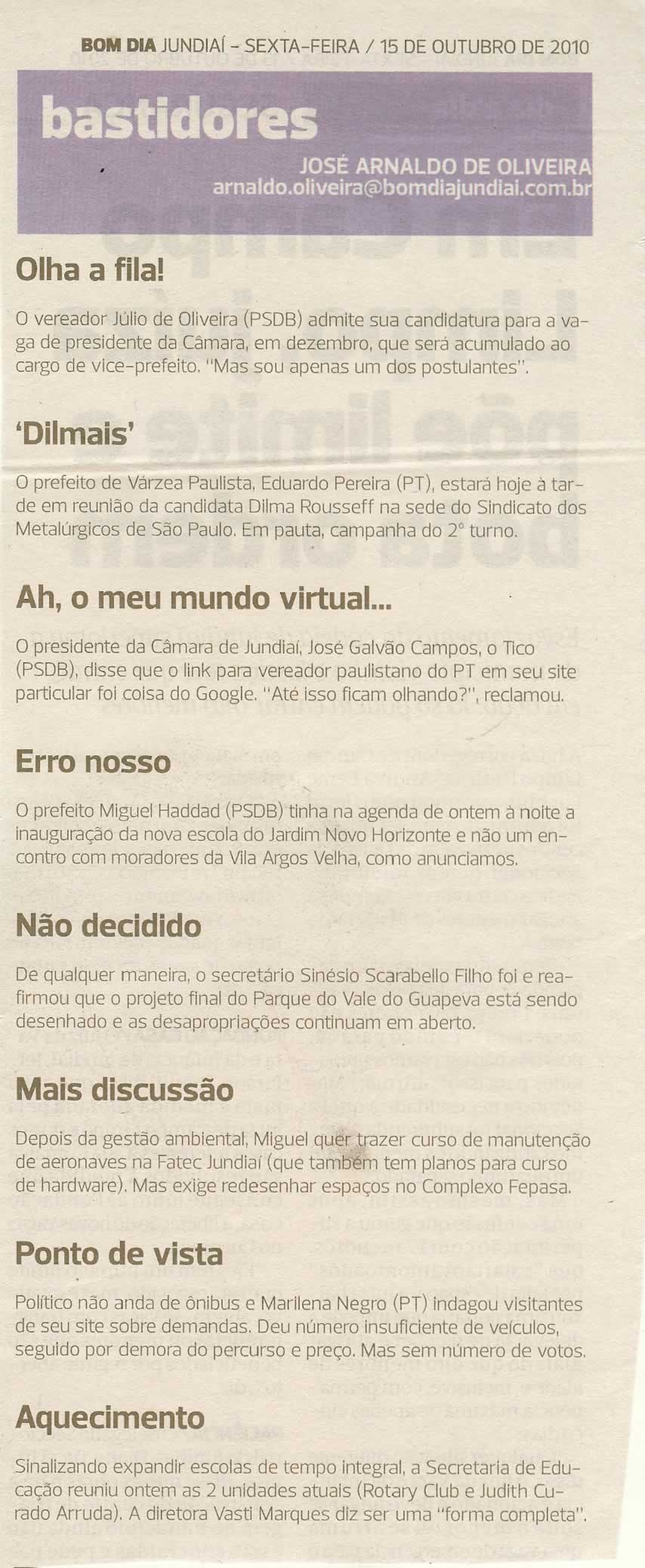 Bom Dia Jundiaí - 15/10/2010