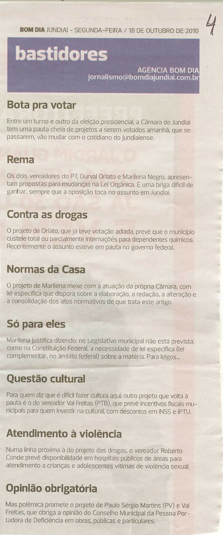 Bom Dia Jundiaí - 18/10/2010