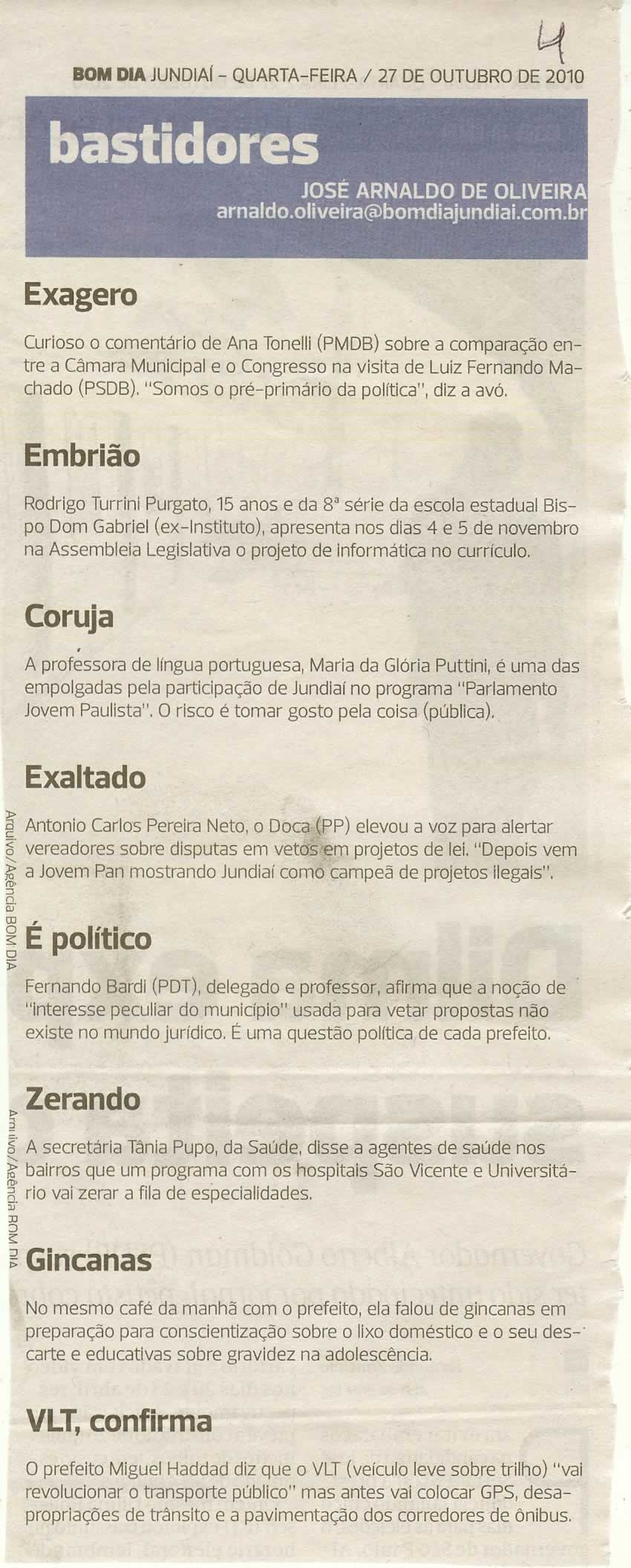 Bom Dia Jundiaí - 27/10/2010