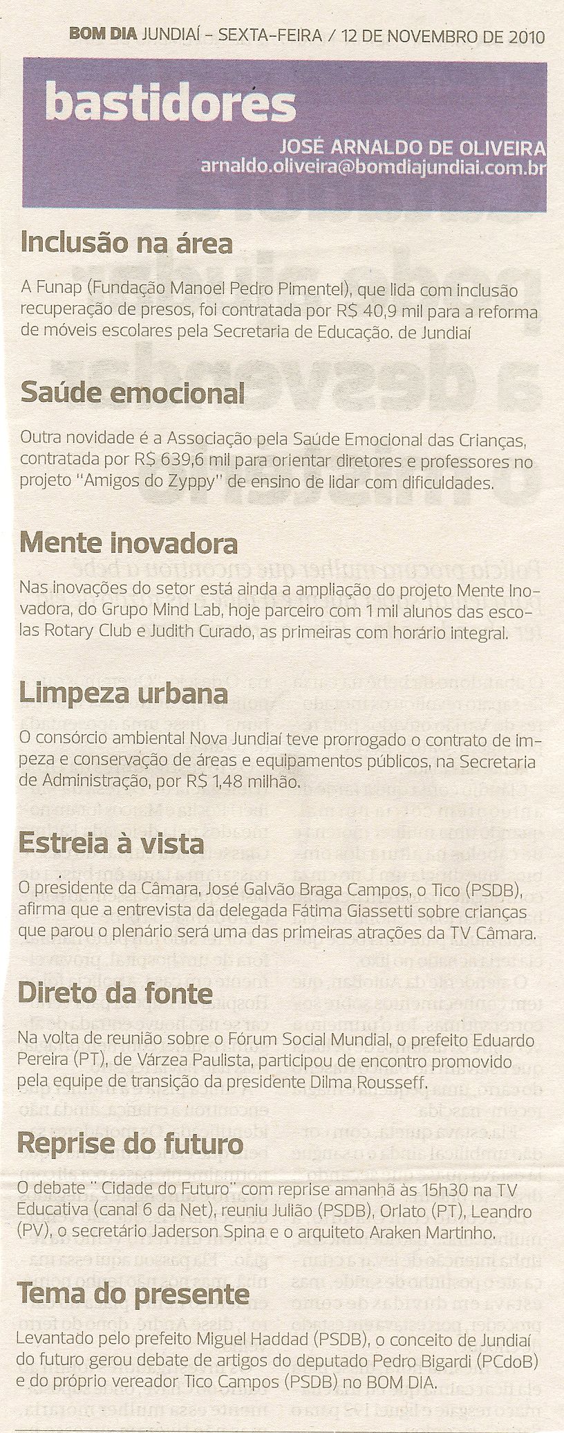 Bom Dia Jundiaí - 12/11/2010