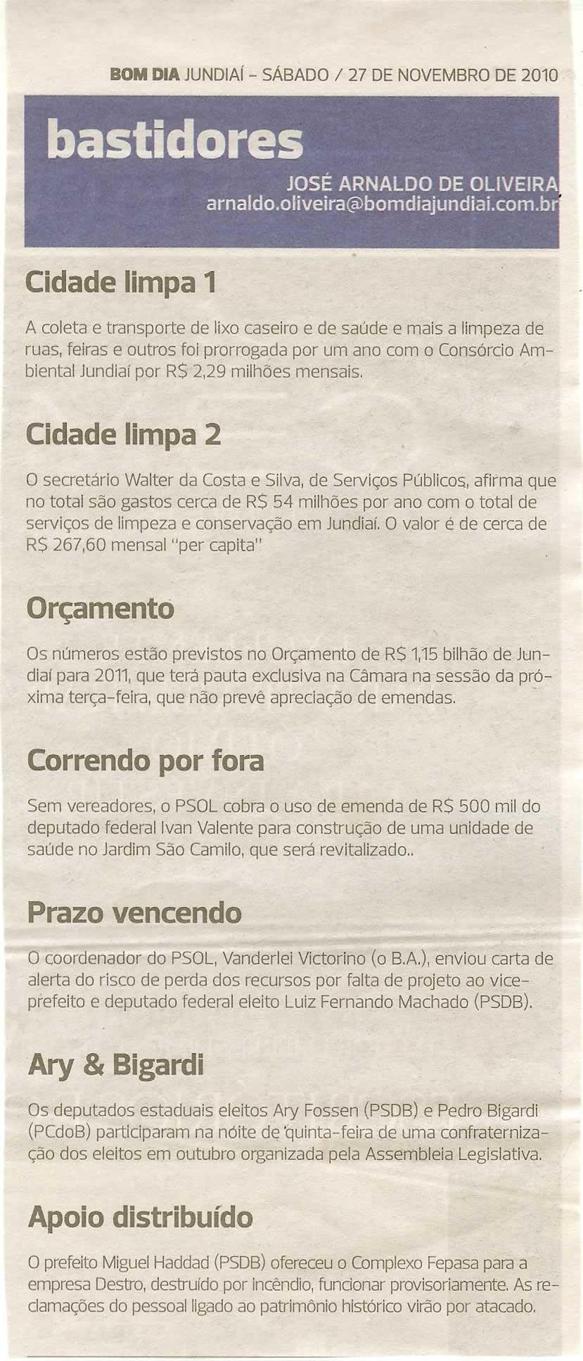 Bom Dia Jundiaí - 27/11/2010