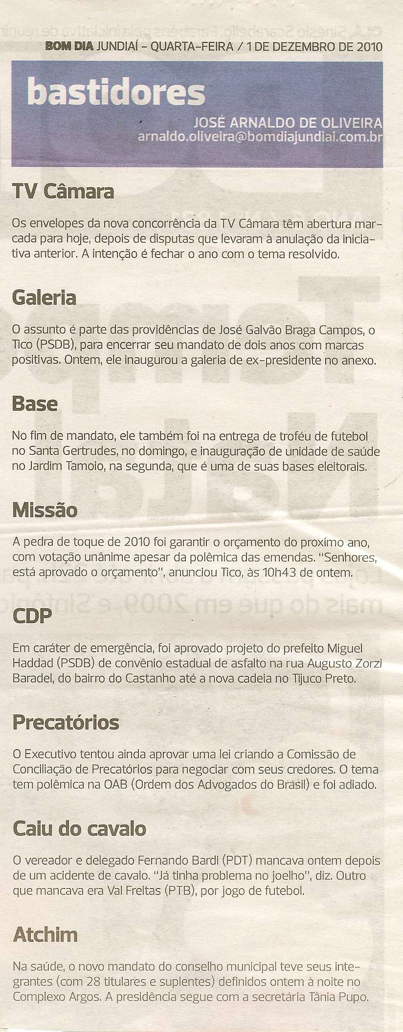 Bom Dia Jundiaí - 01/12/2010