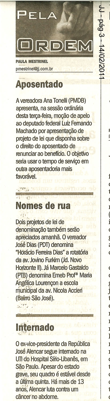 Jornal de Jundiaí - 14/02/2011