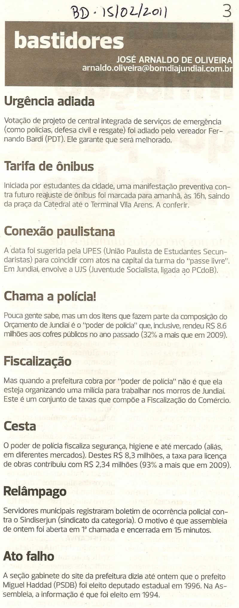 Bom Dia Jundiaí - 15/02/2011