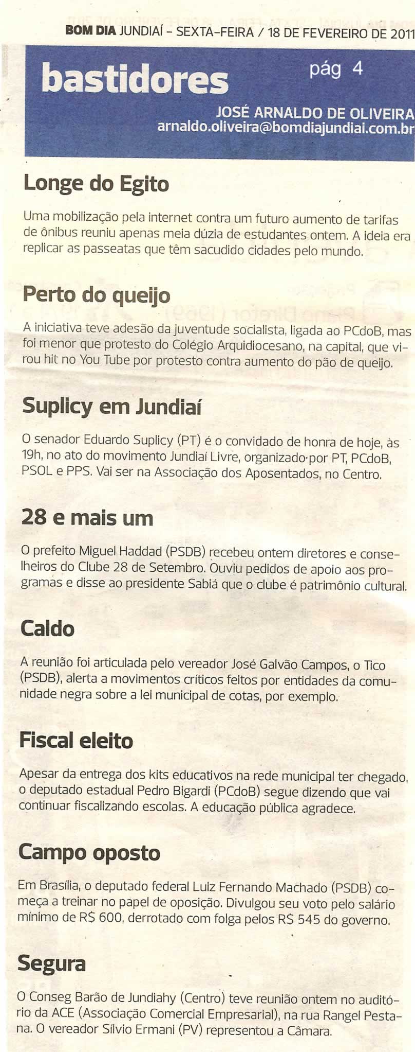 Bom Dia Jundiaí - 18/02/2011