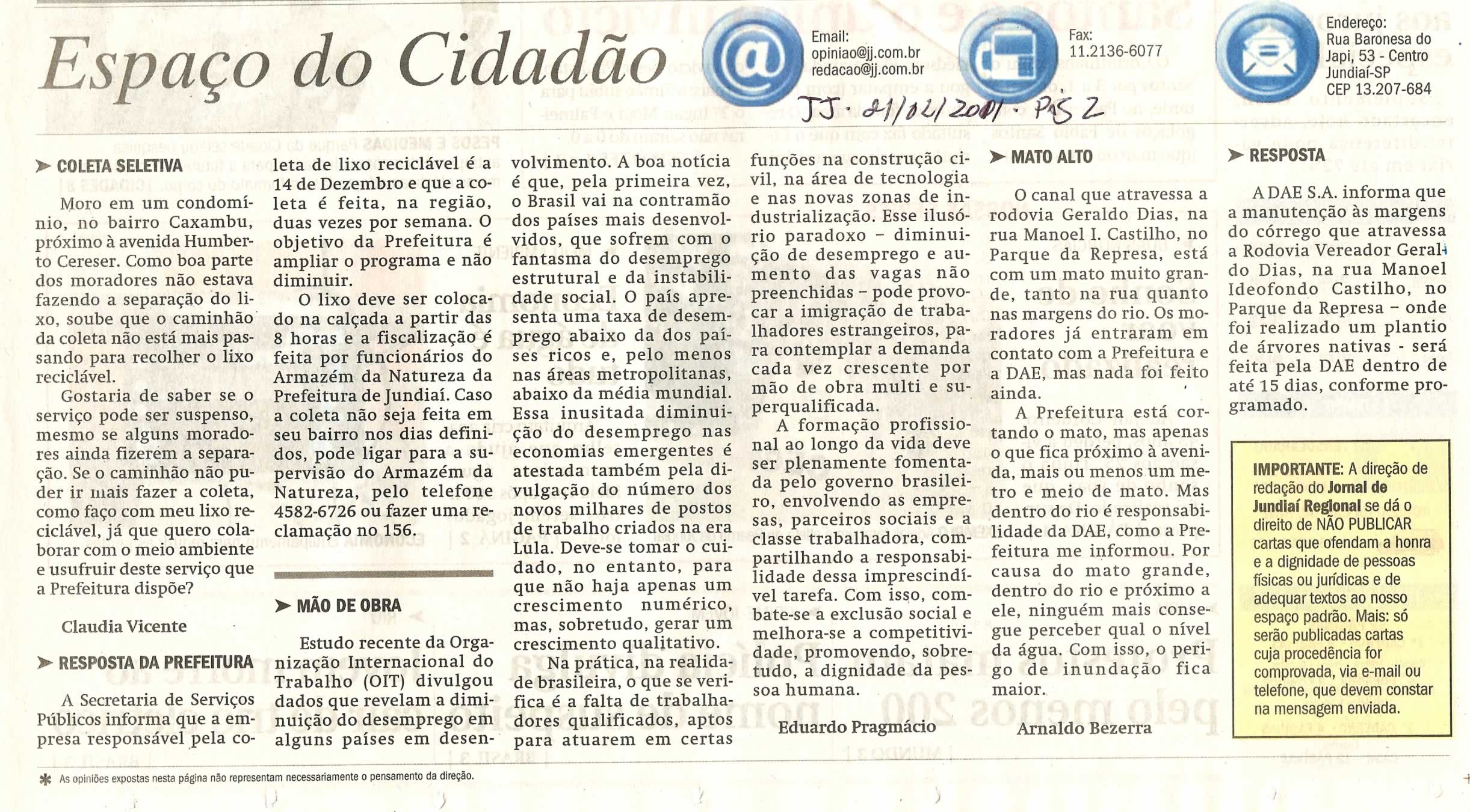 Jornal de Jundiaí - 21/02/2011