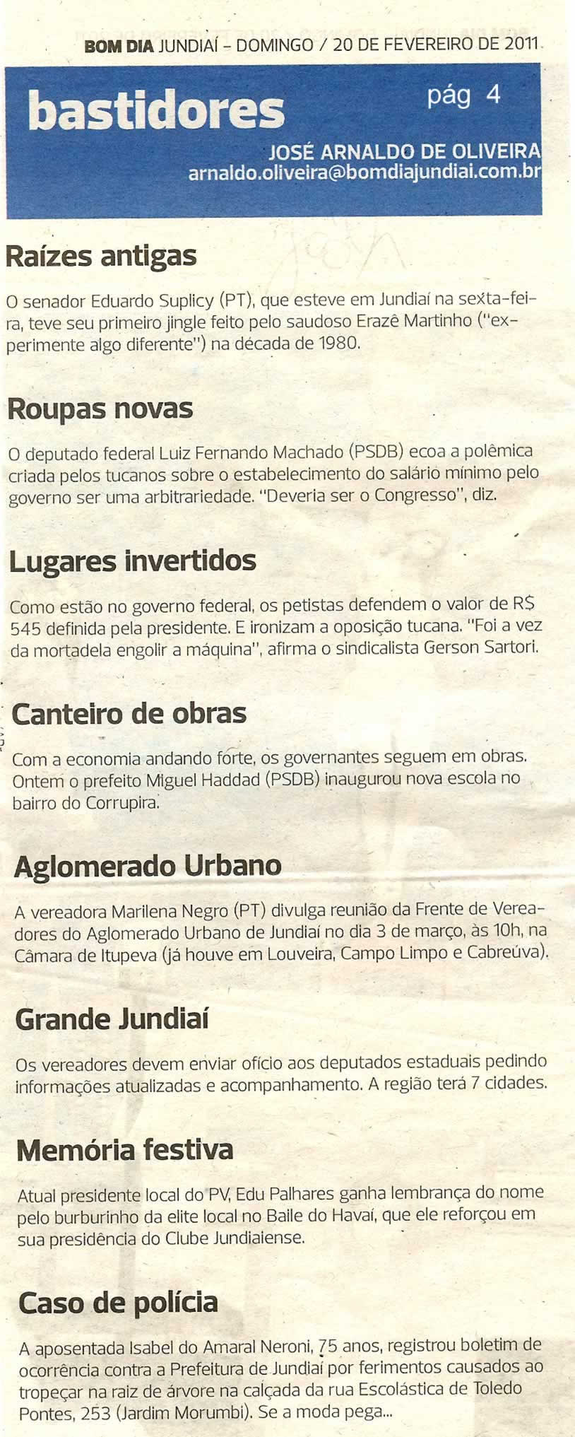 Bom Dia Jundiaí - 20/02/2011