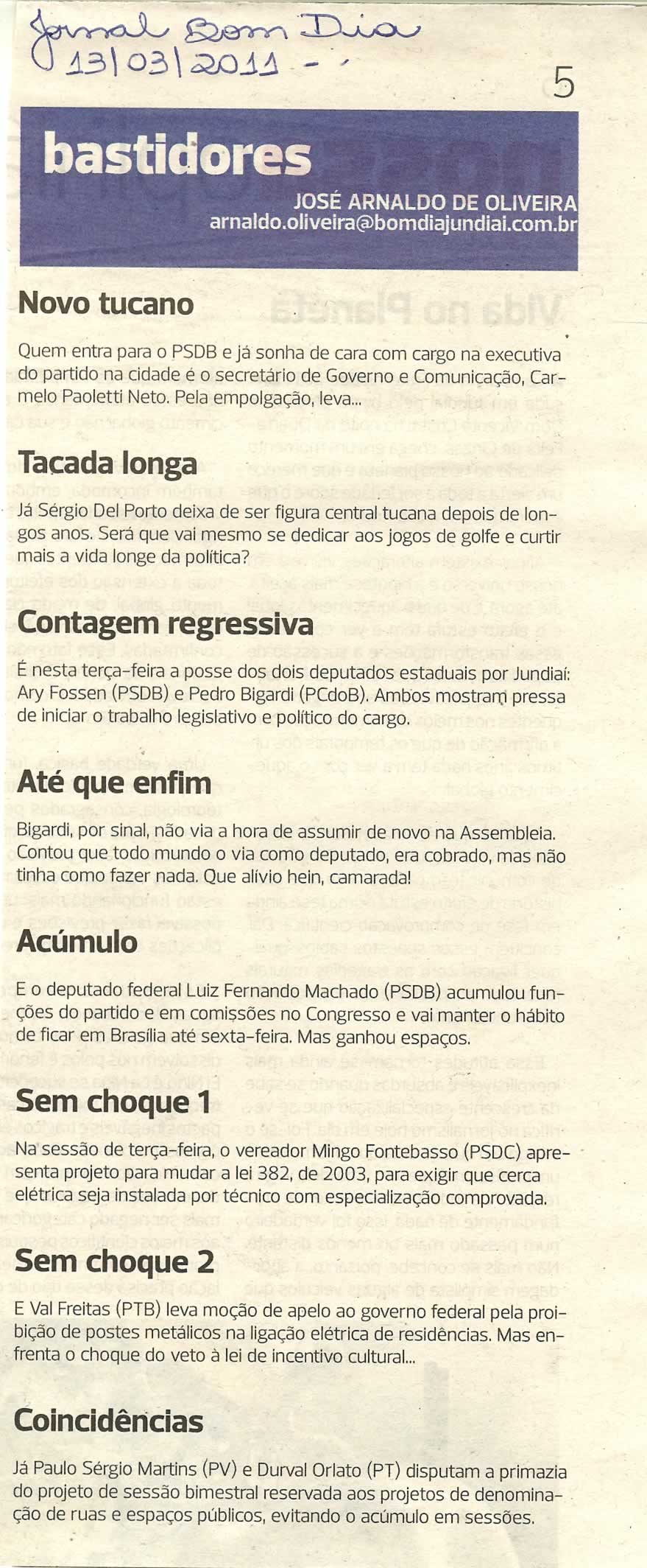 Bom Dia Jundiaí - 13/03/2011