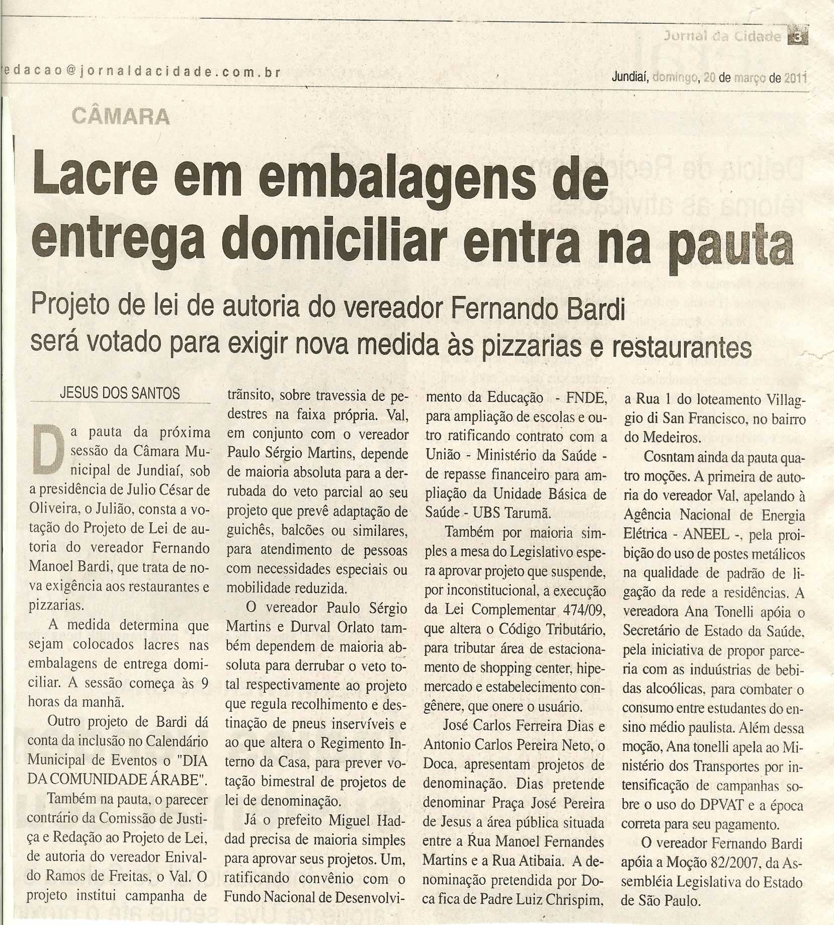 Jornal da Cidade - 20/03/2011