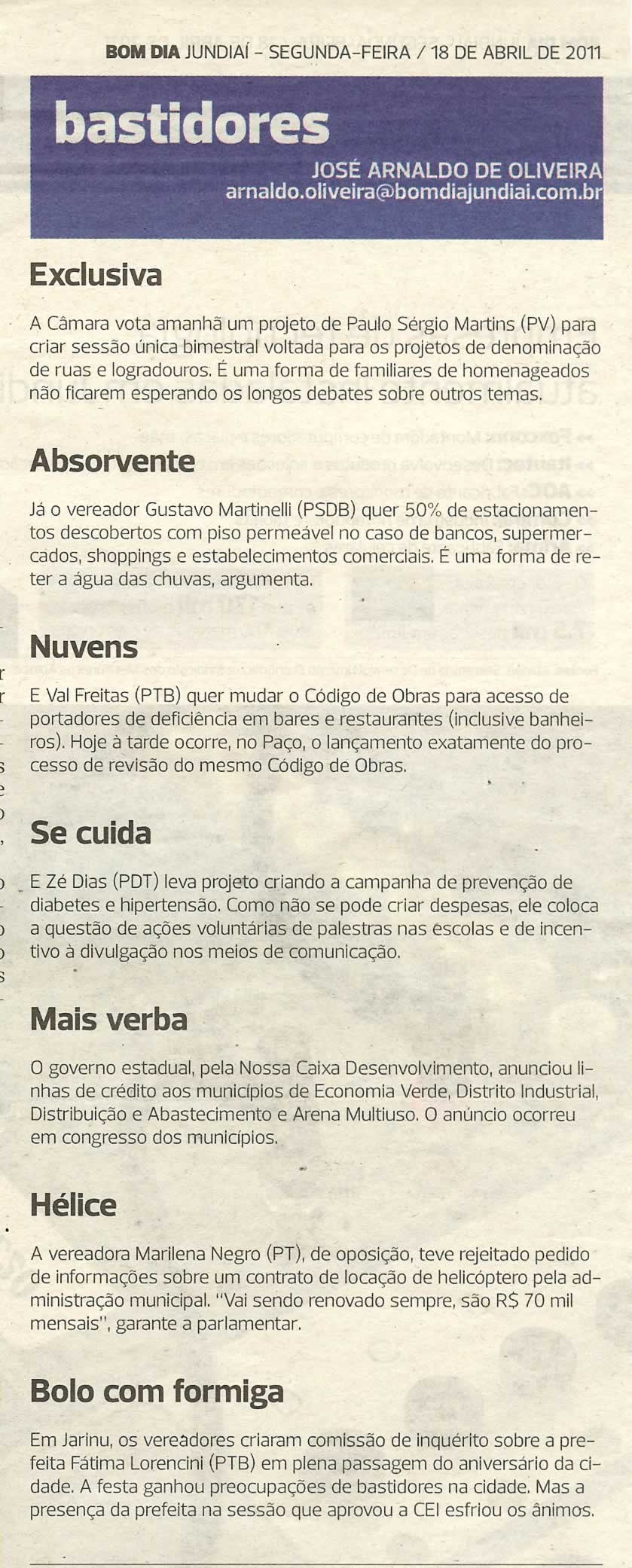 Bom Dia Jundiaí - 18/04/2011