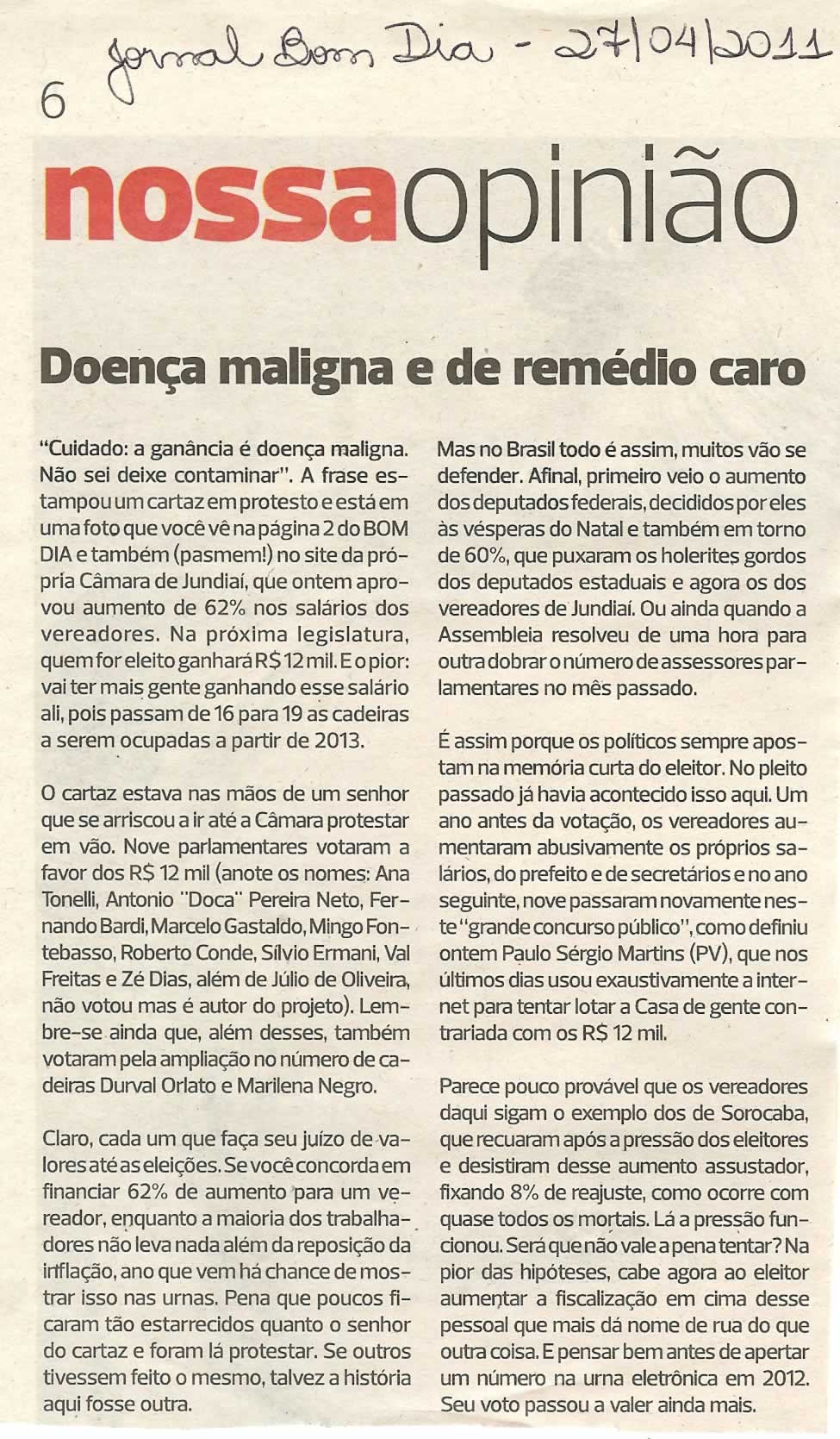 Bom Dia Jundiaí - 27/04/2011