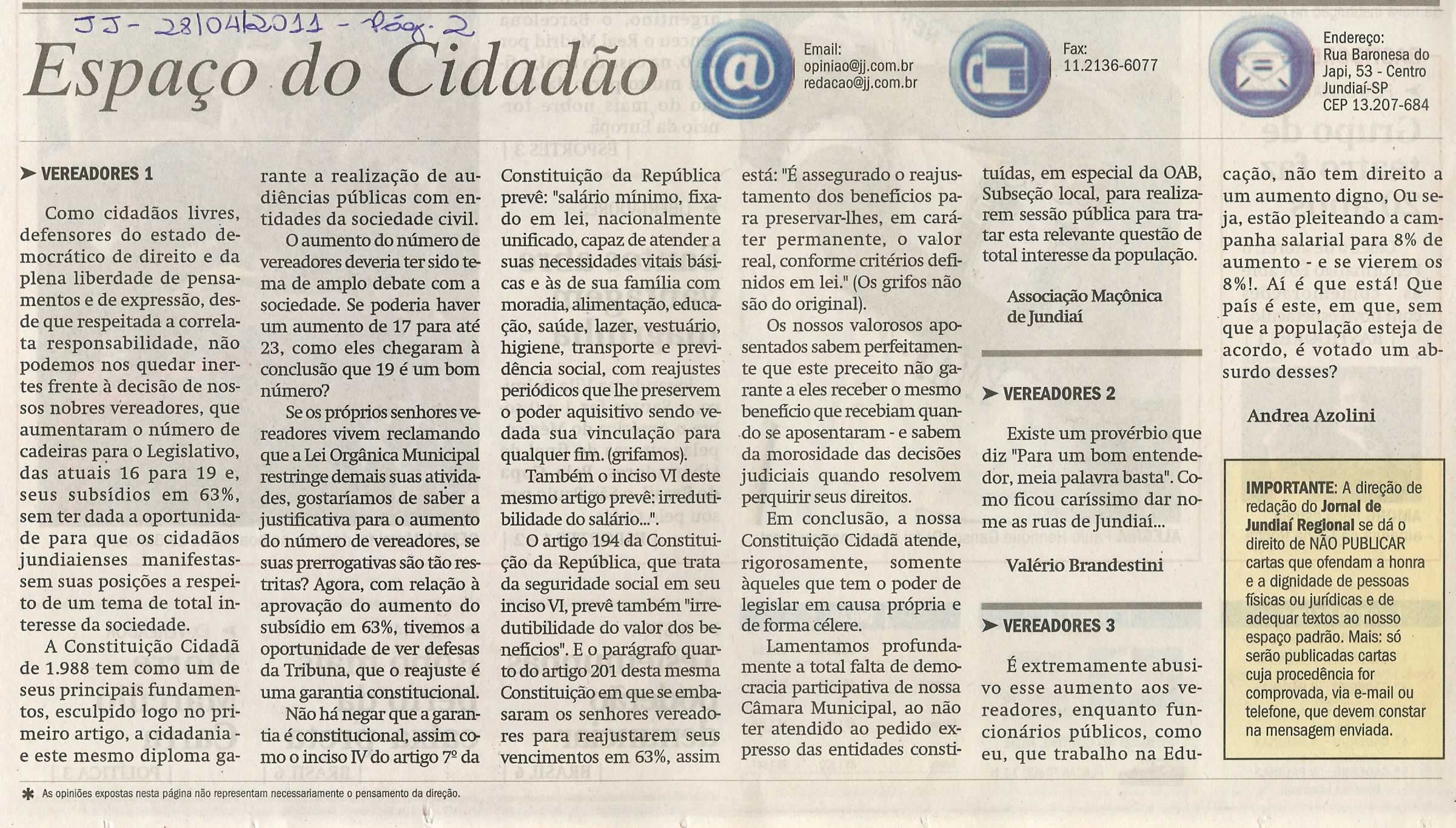 Jornal de Jundiaí - 28/04/2011