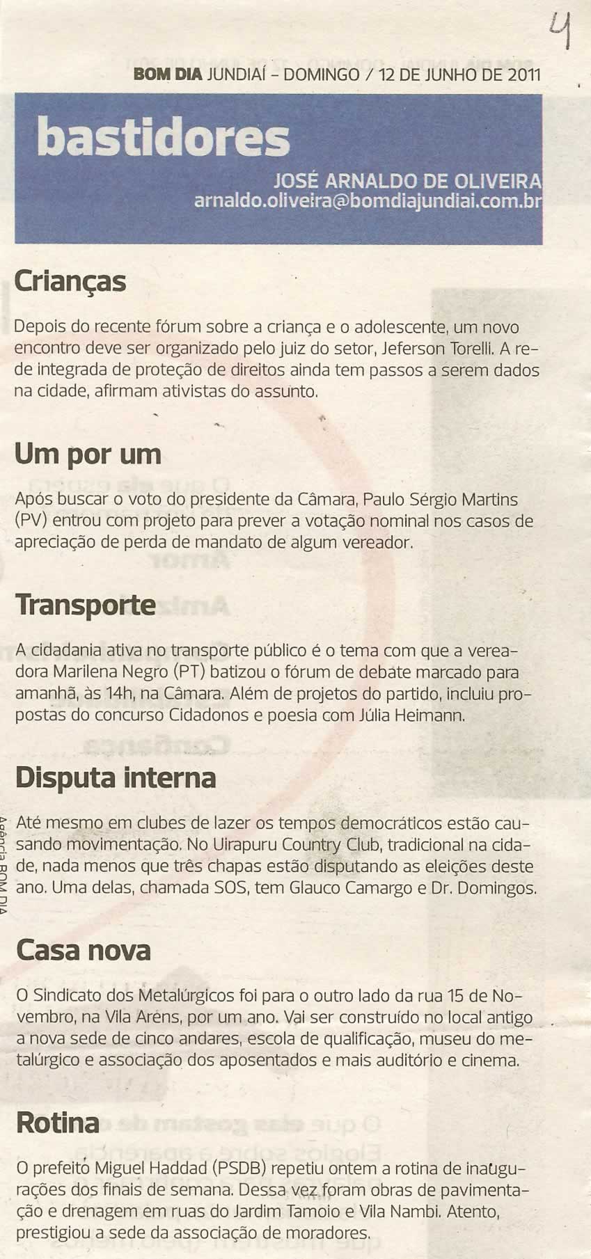 Bom Dia Jundiaí - 12/06/2011