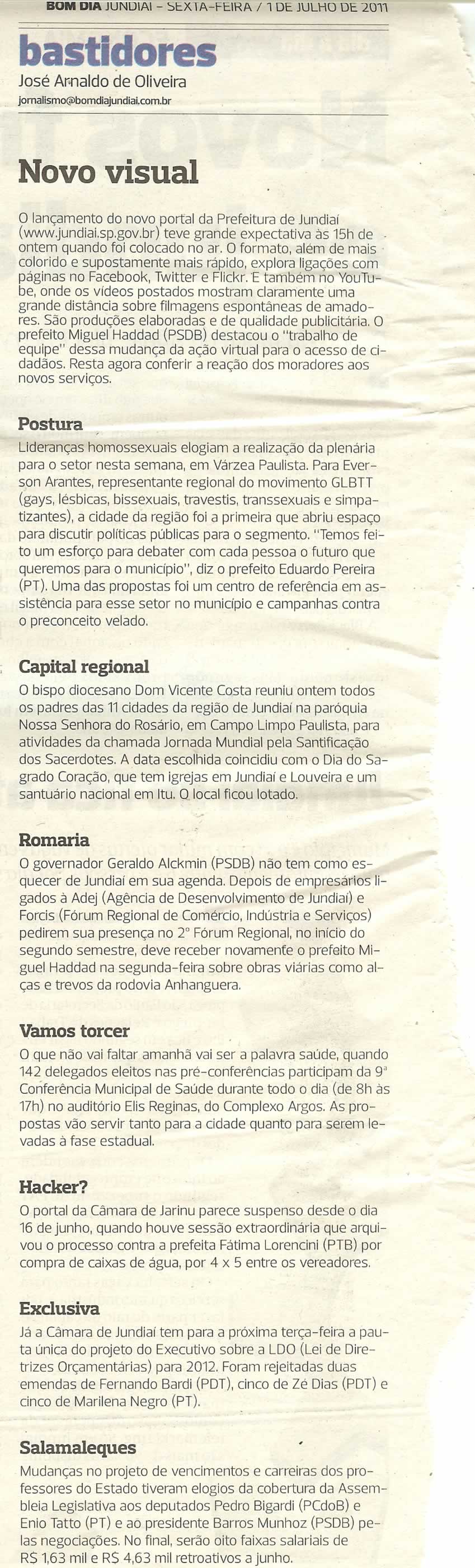 Bom Dia Jundiaí - 01/07/2011