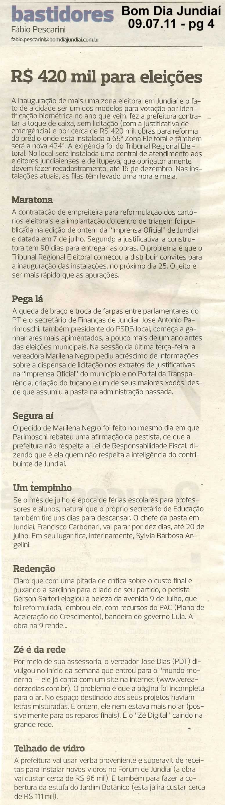 Bom Dia Jundiaí - 09/07/2011