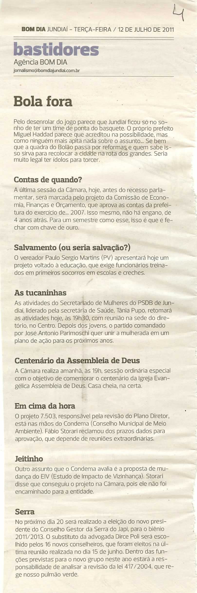 Bom Dia Jundiaí - 12/07/2011