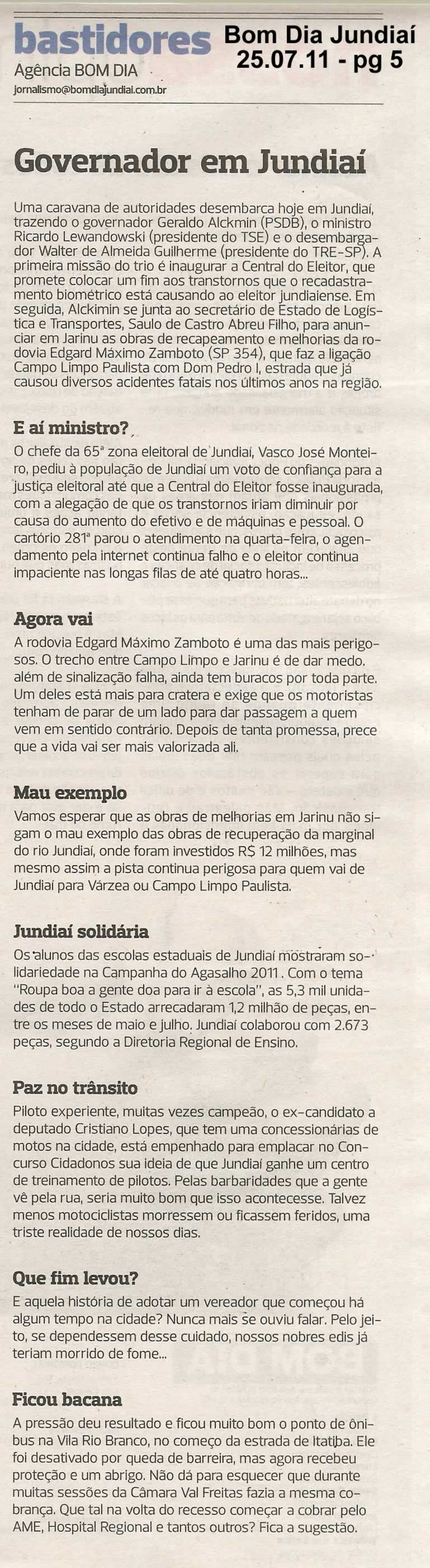 Bom Dia Jundiaí - 25/07/2011