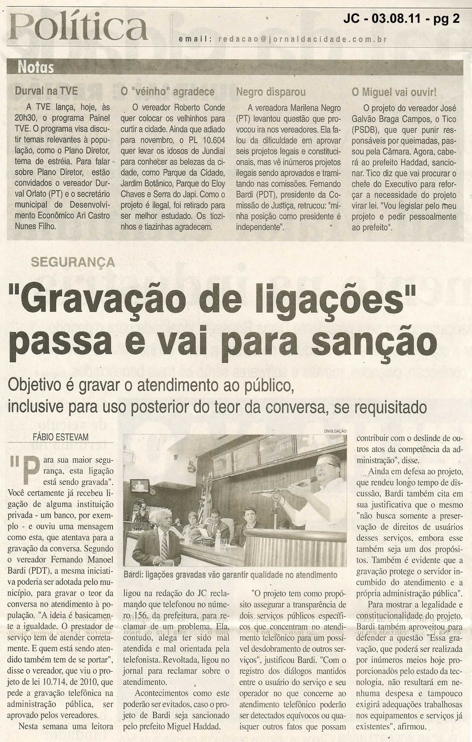 Jornal da Cidade - 03/08/2011