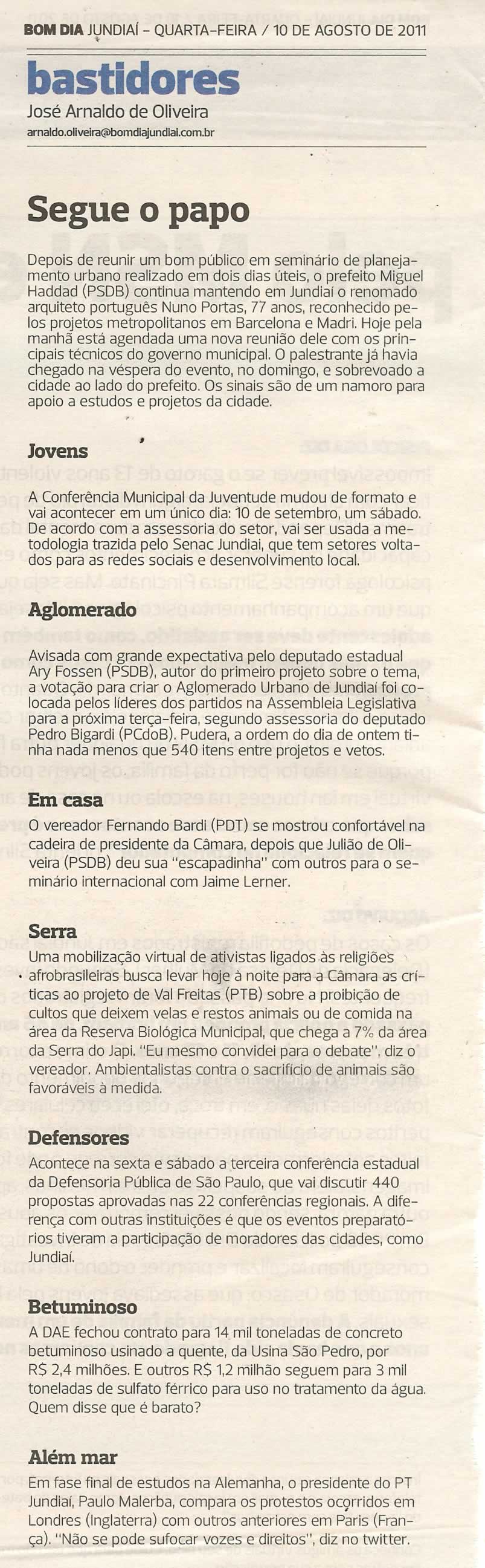 Bom Dia Jundiaí - 10/08/2011