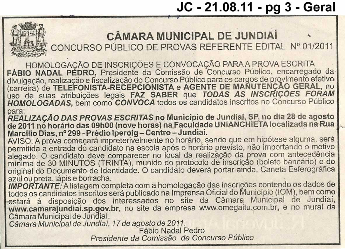 Jornal da Cidade - 21/08/2011