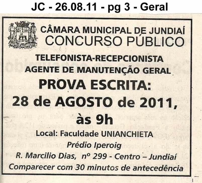Jornal da Cidade - 26/08/2011