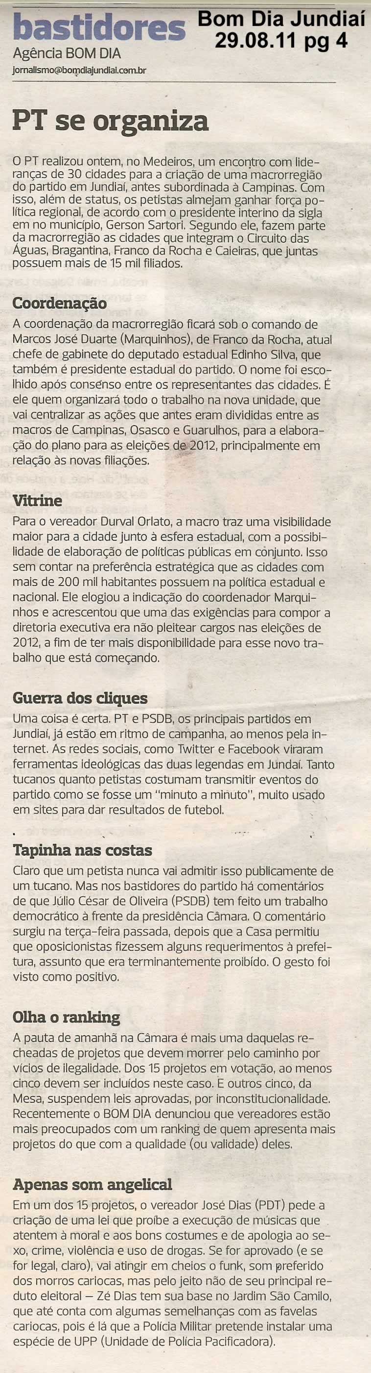 Bom Dia Jundiaí - 29/08/2011