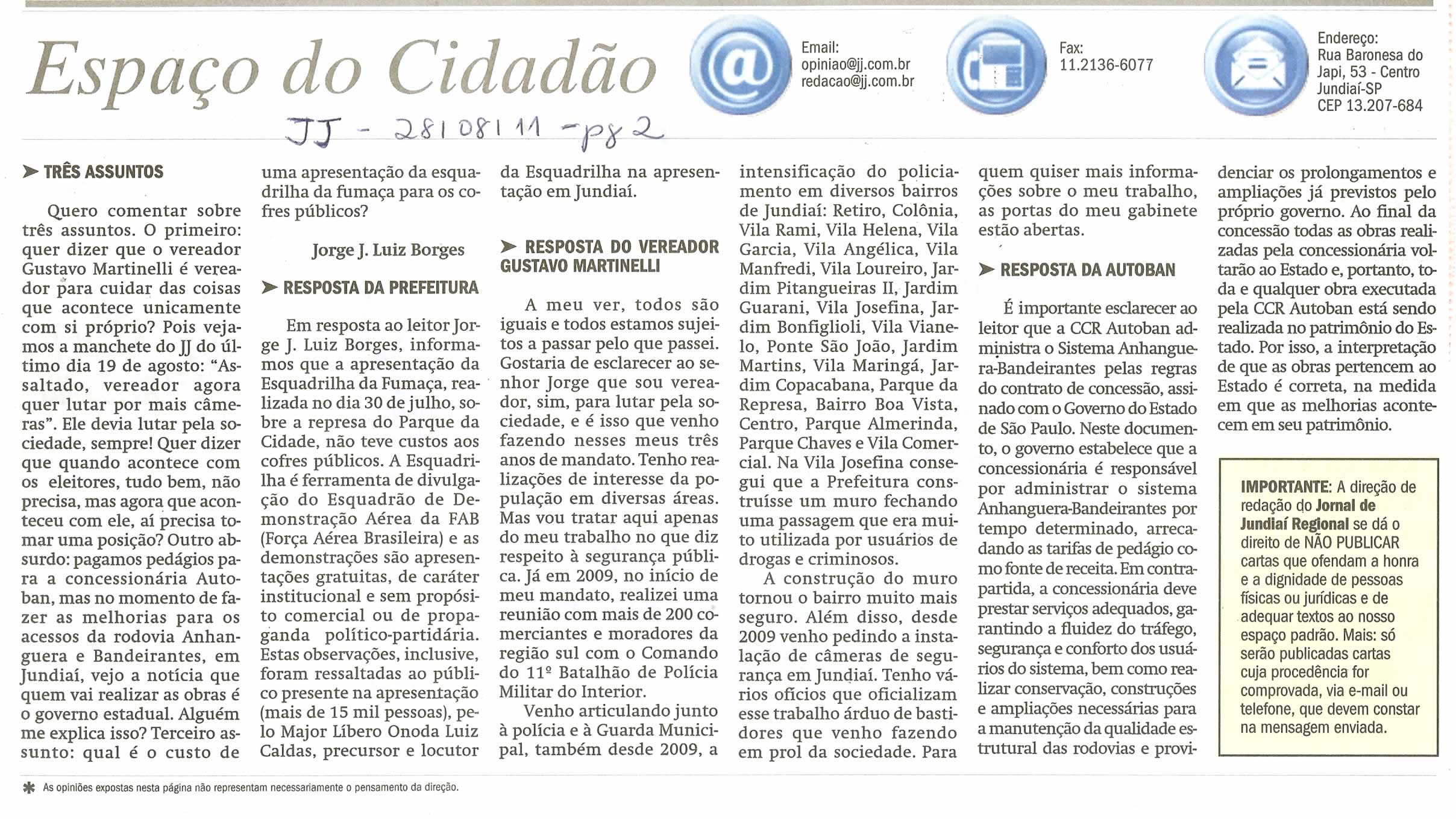 Jornal de Jundiaí - 28/08/2011
