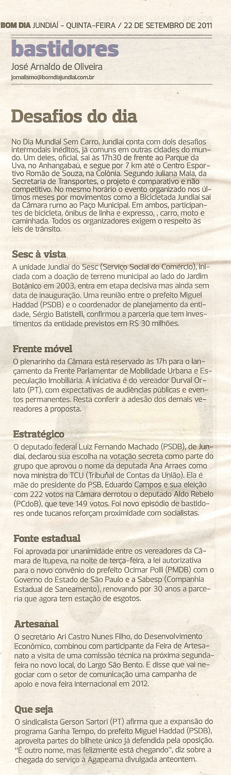 Bom Dia Jundiaí - 22/09/2011