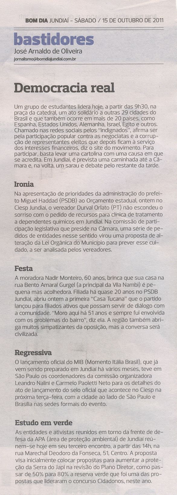 Bom Dia Jundiaí - 15/10/2011