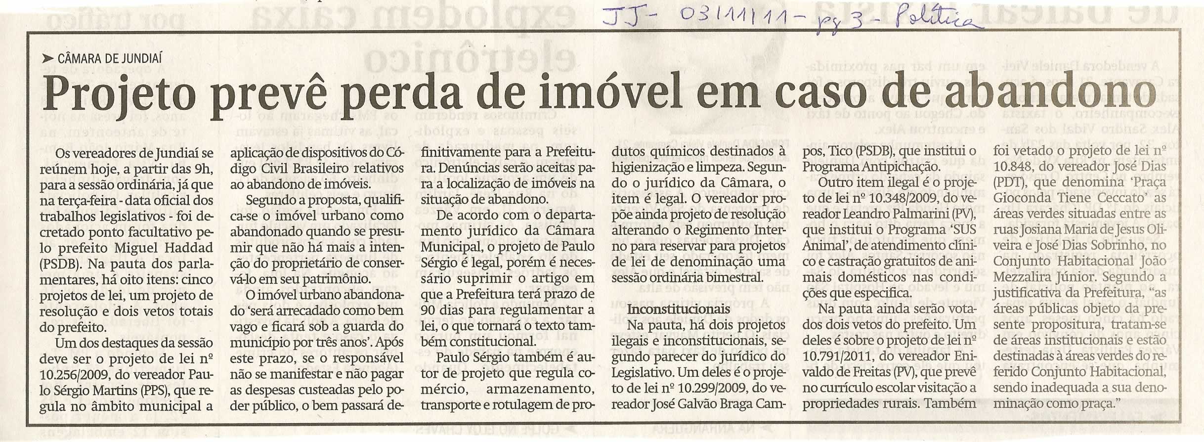 Jornal de Jundiaí - 03/11/2011