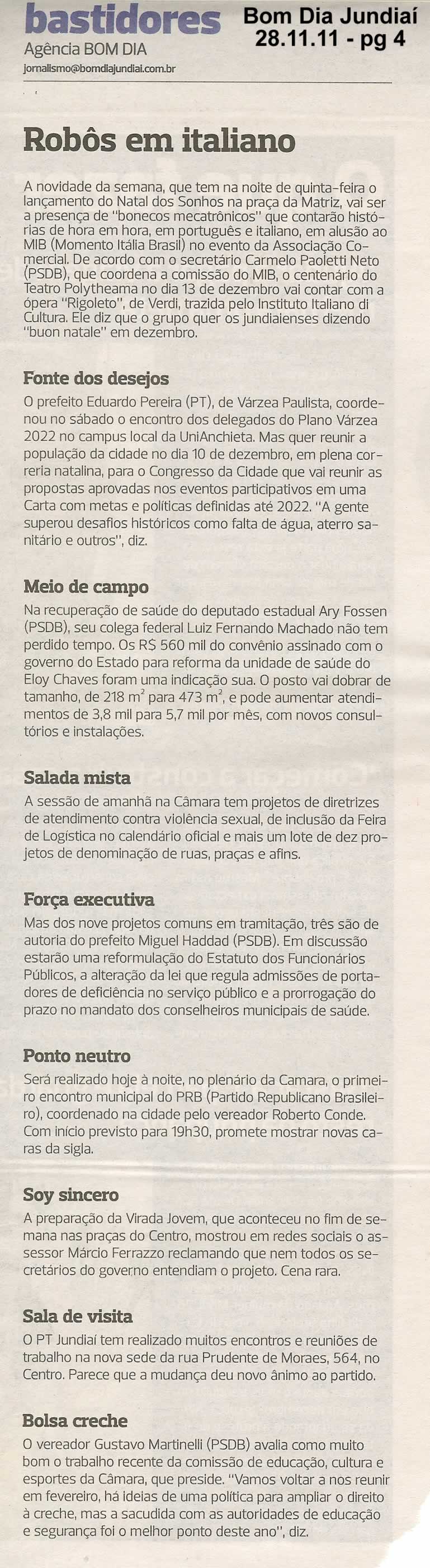 Bom Dia Jundiaí - 28/11/2011