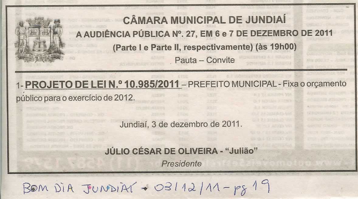 Bom Dia Jundiaí - 03/12/2011