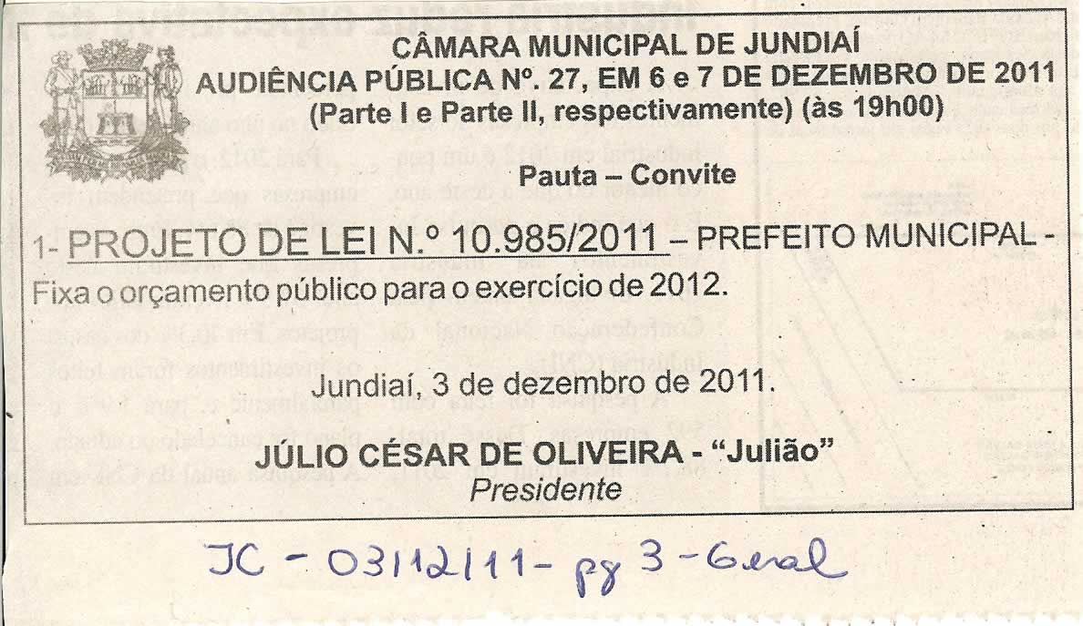Jornal da Cidade - 03/12/2011