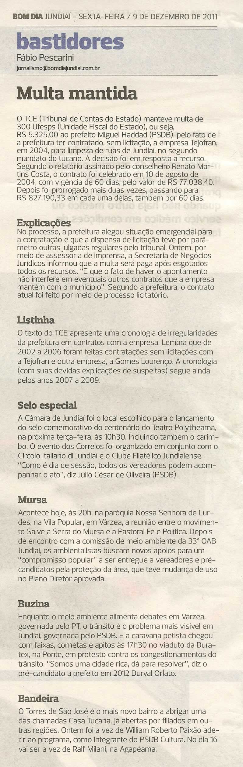 Bom Dia Jundiaí - 09/12/2011