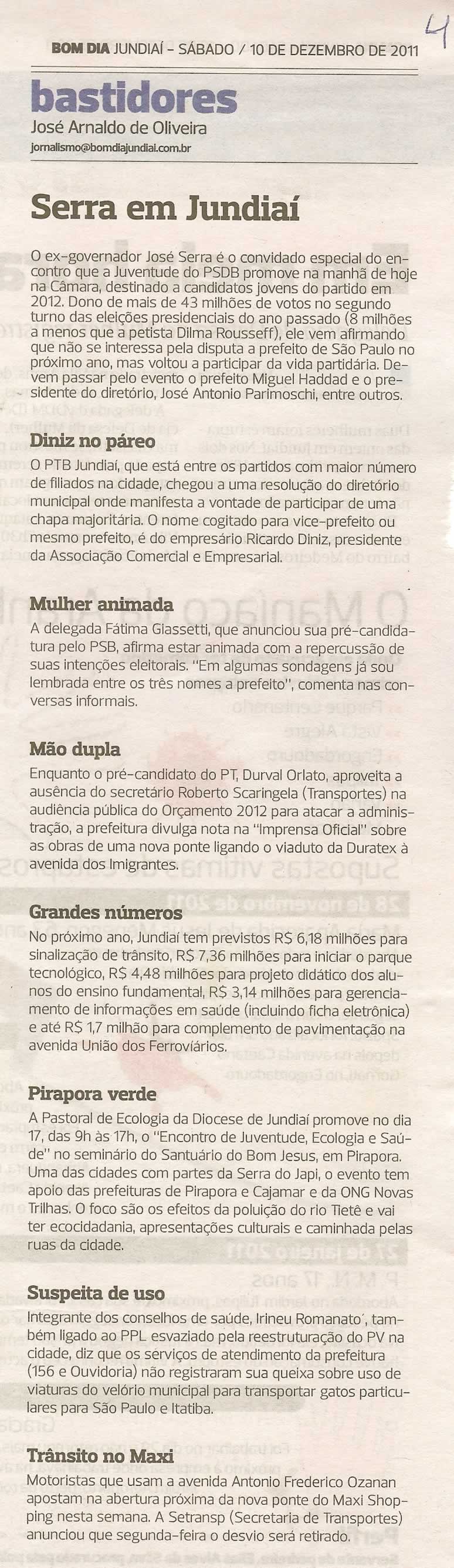 Bom Dia Jundiaí - 10/12/2011