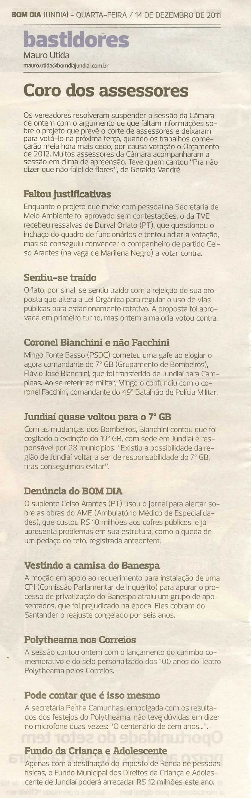 Bom Dia Jundiaí - 14/12/2011