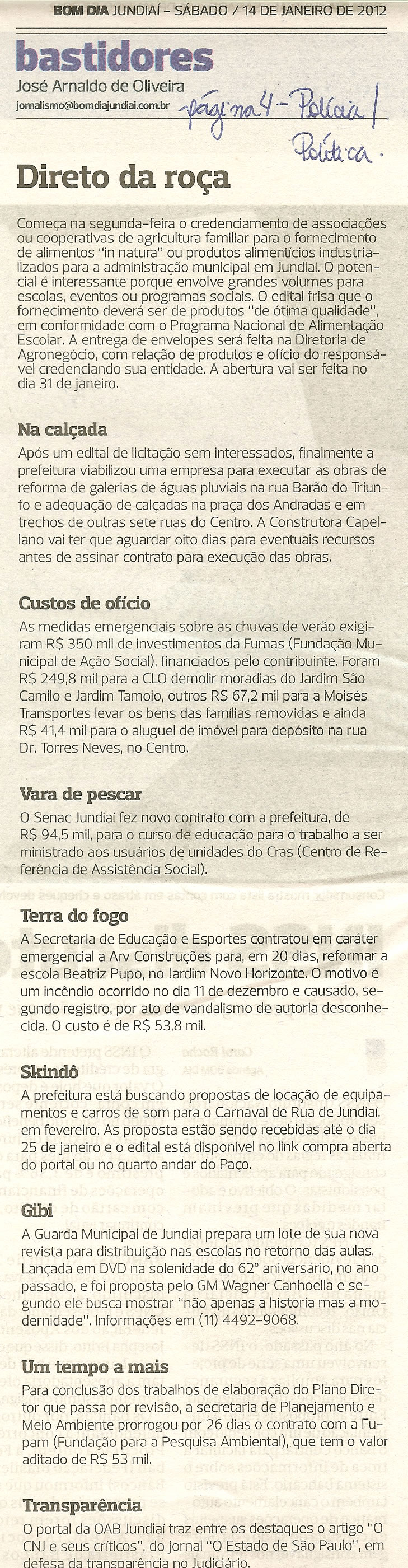 Bom Dia Jundiaí - 14/01/2012