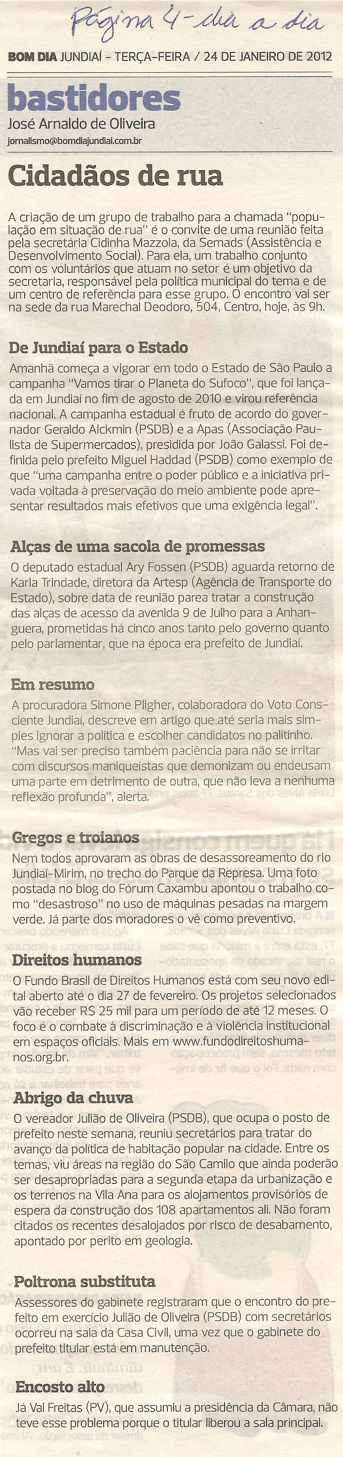 Bom Dia Jundiaí - 25/01/2012